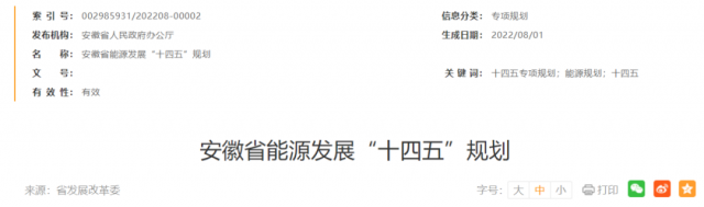 安徽：十四五新增風(fēng)電388萬千瓦、光伏1430萬千瓦