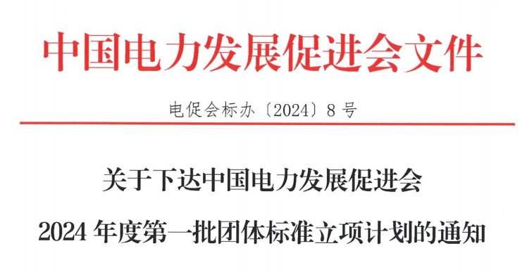 關于下達中國電力發(fā)展促進會2024年度第一批團體標準立項計劃的通知