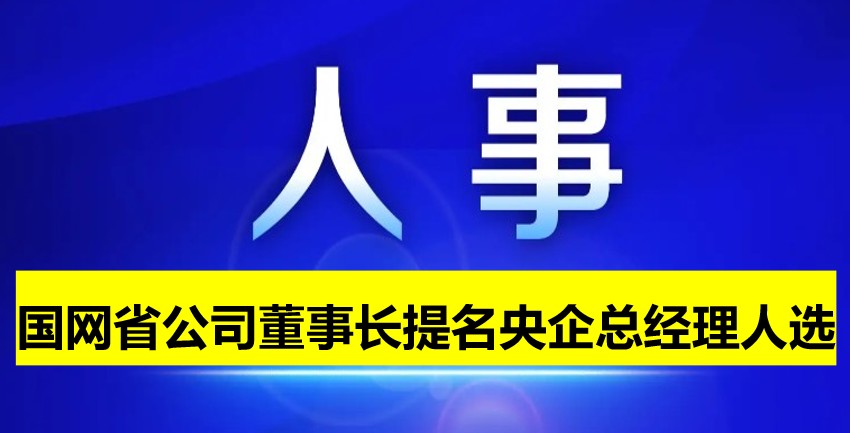 國網省公司董事長提名為央企總經理人選！