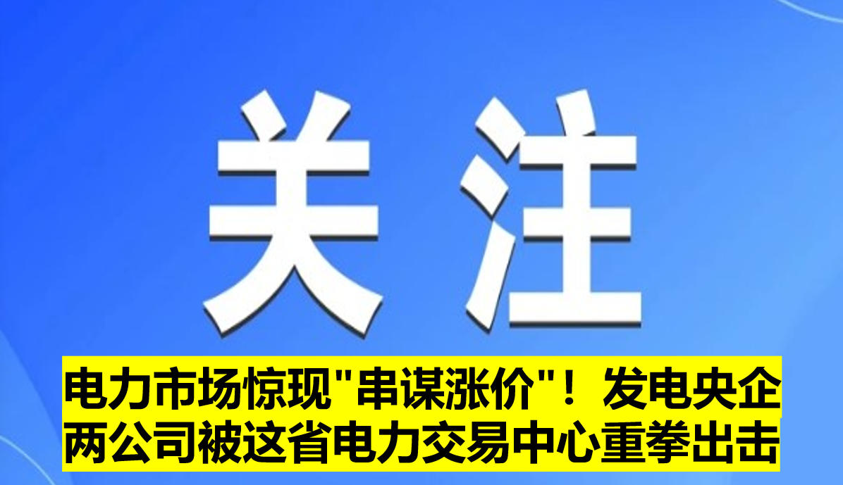 電力市場驚現(xiàn)"串謀漲價"！發(fā)電央企兩公司被這省